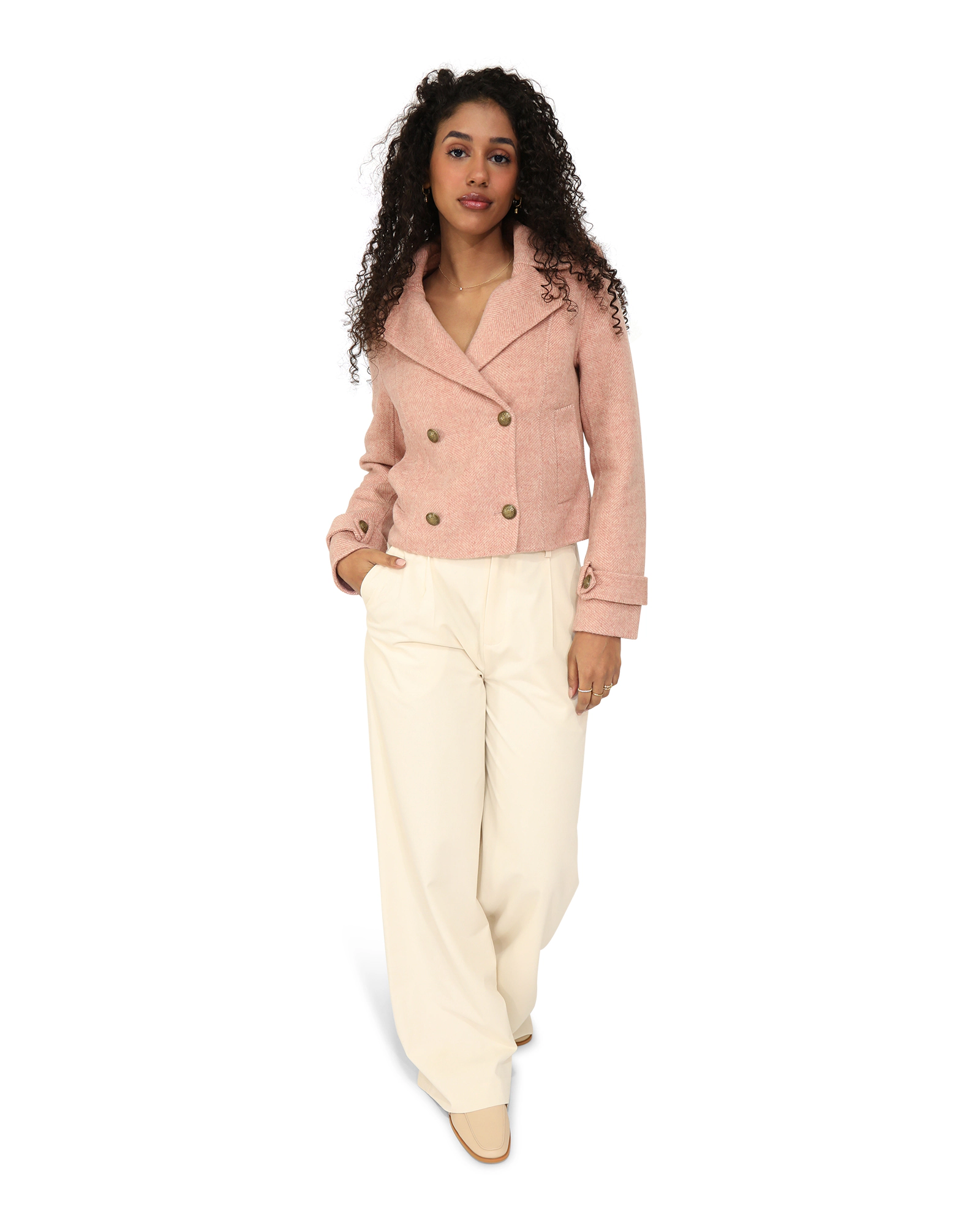 Belle & Bloom Womens Better Off Wool Blend Military Peacoat