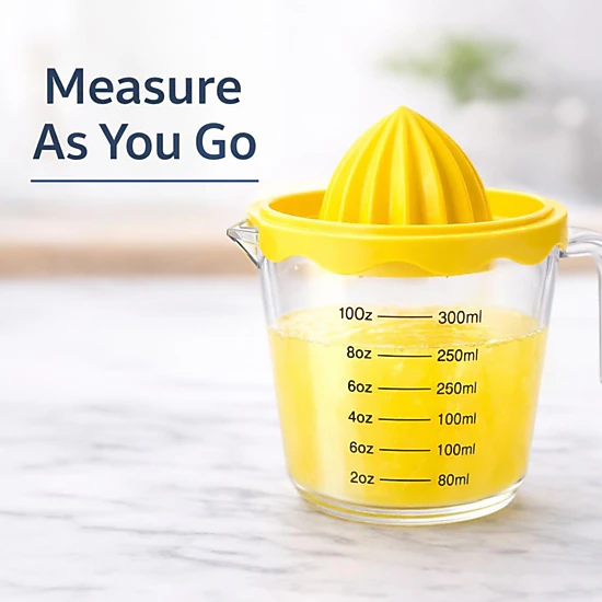 Stock Preferred Manual Citrus Juicer with 10 oz Measuring Cup Strainer and Pour Spout