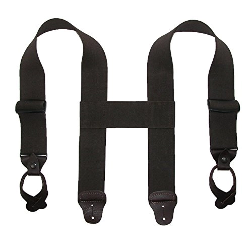 CTM® Men's Elastic 2 Inch Wide Button-End Wader Suspenders