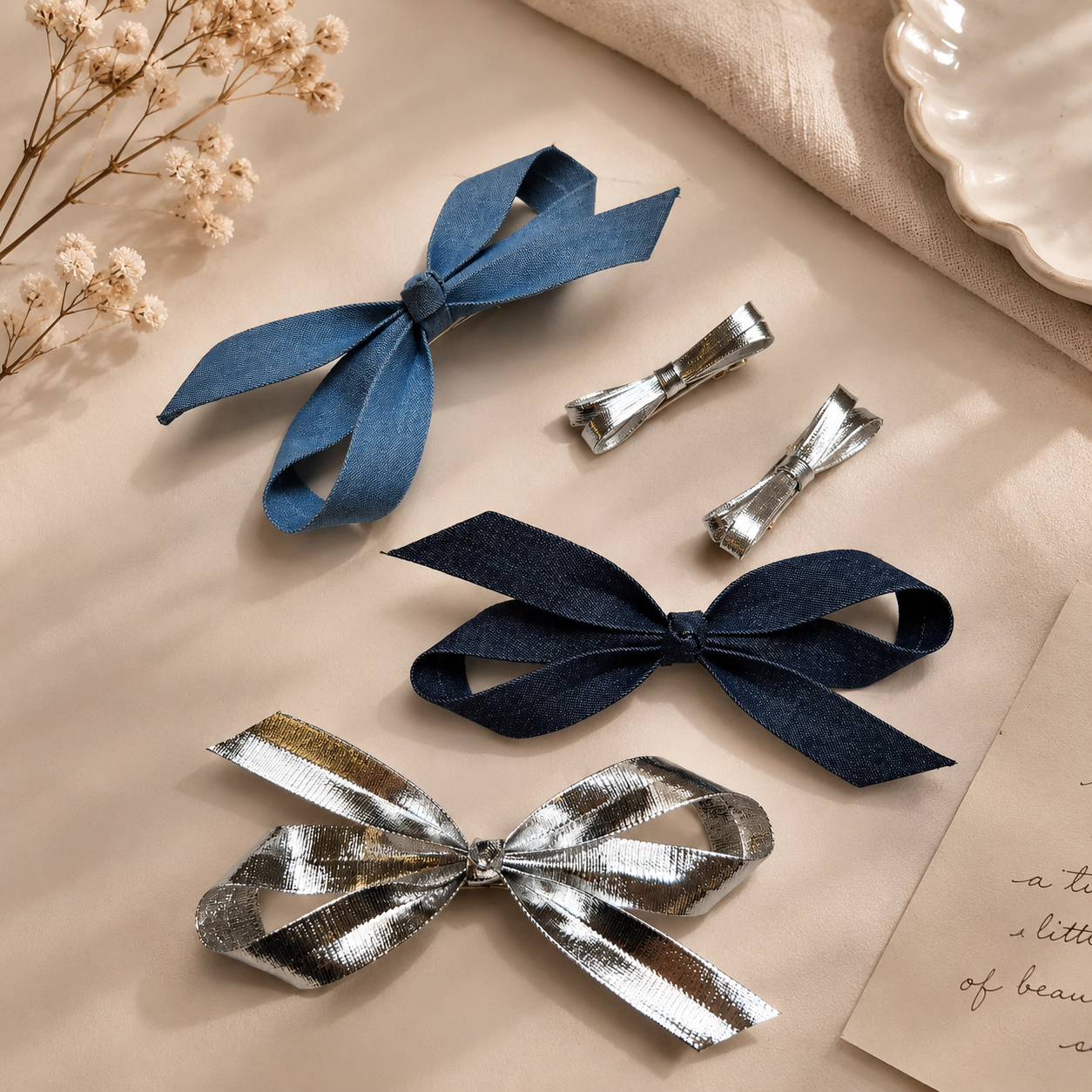 Puttisu Girls 3-Piece Bow Clip Set