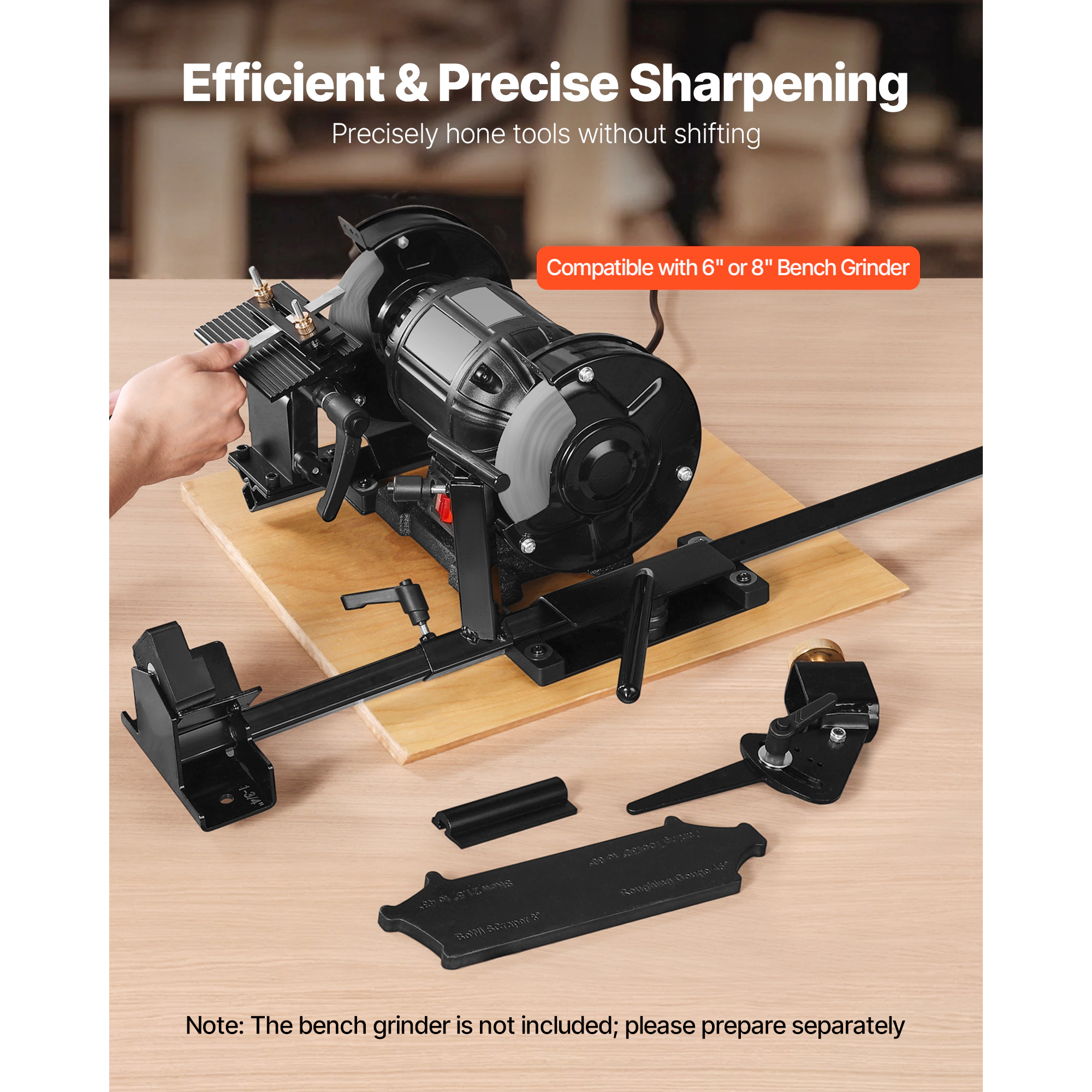 HONGGE Multi-Grind Sharpening System Pro Jig for 6" & 8" Bench with Platform for Chisels Woodturning