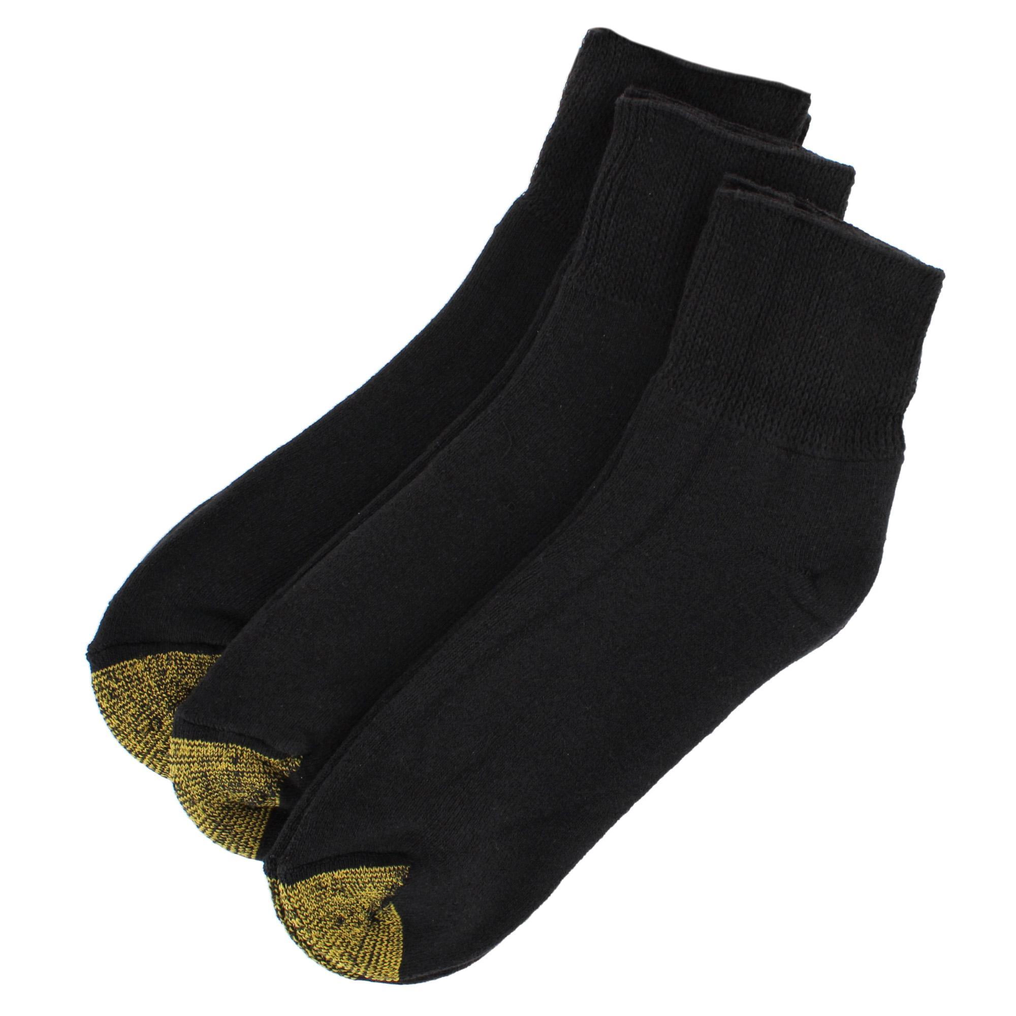 Gold Toe Men's Non-Binding Quarter Full Cushioned Socks (3 Pair)