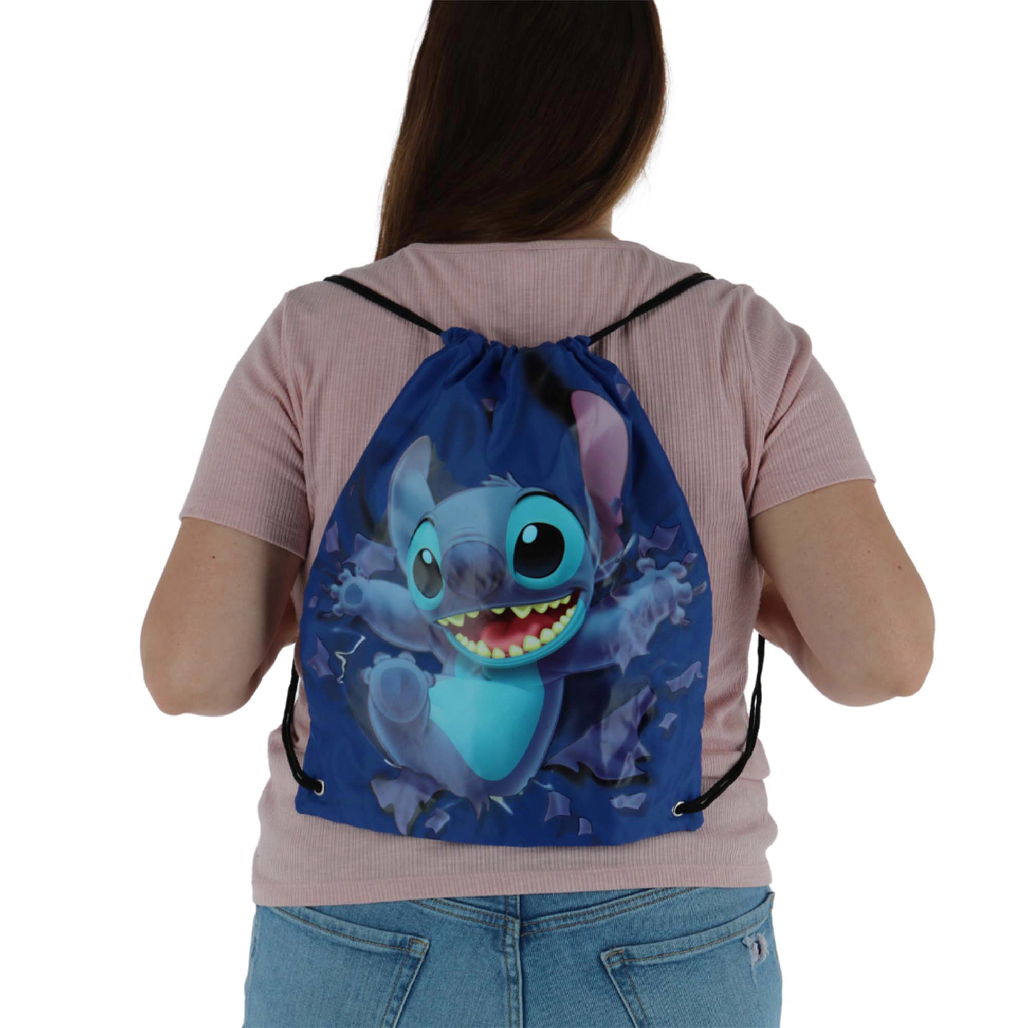 Jerry Leigh Disney Stitch Breaking Free Drawstring Backpack Bag
