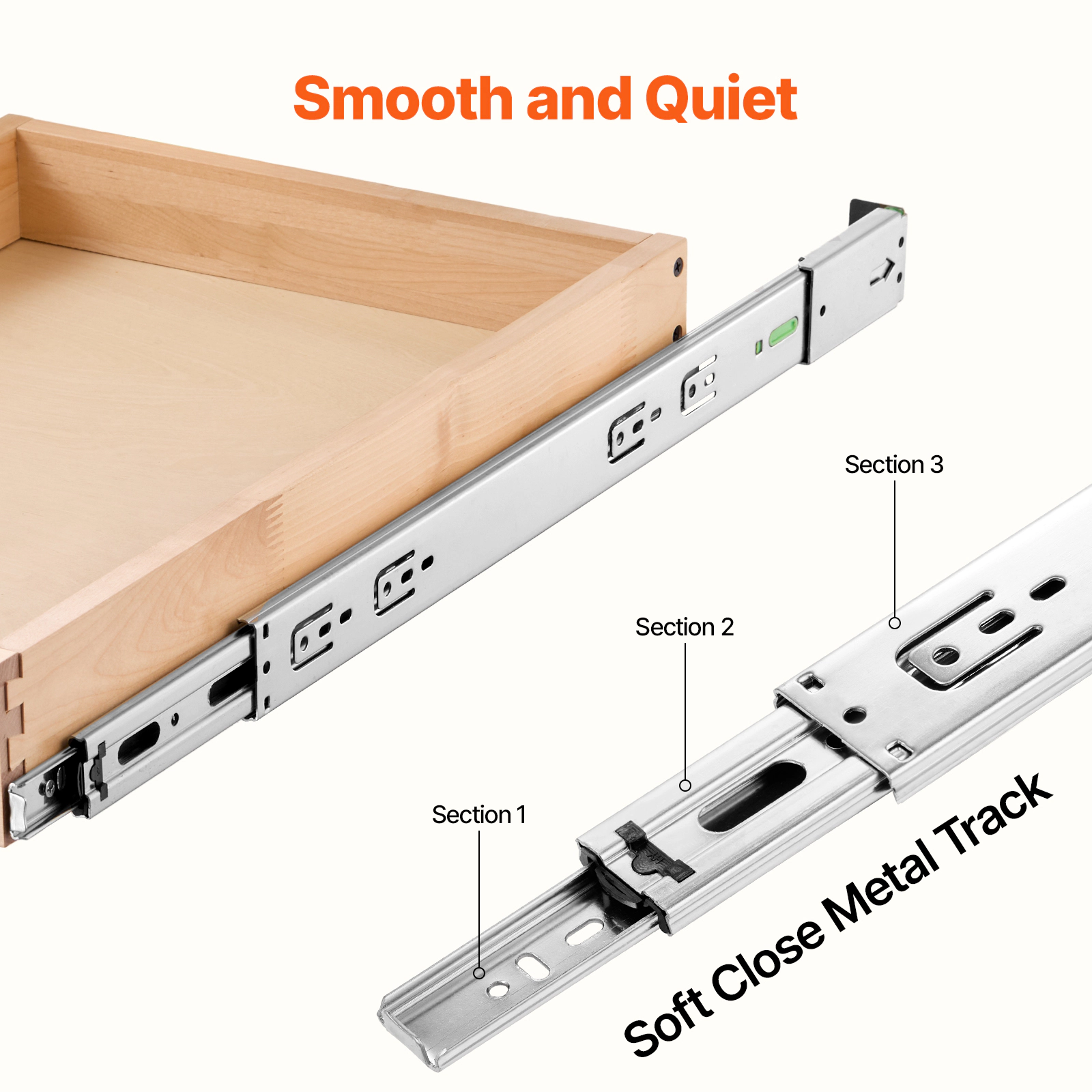 HONGGE Pull Out Cabinet Organizer Cabinet Drawer Soft Close Slide out Shelf Heavy-Duty Sliding Wood Drawer Bottom and