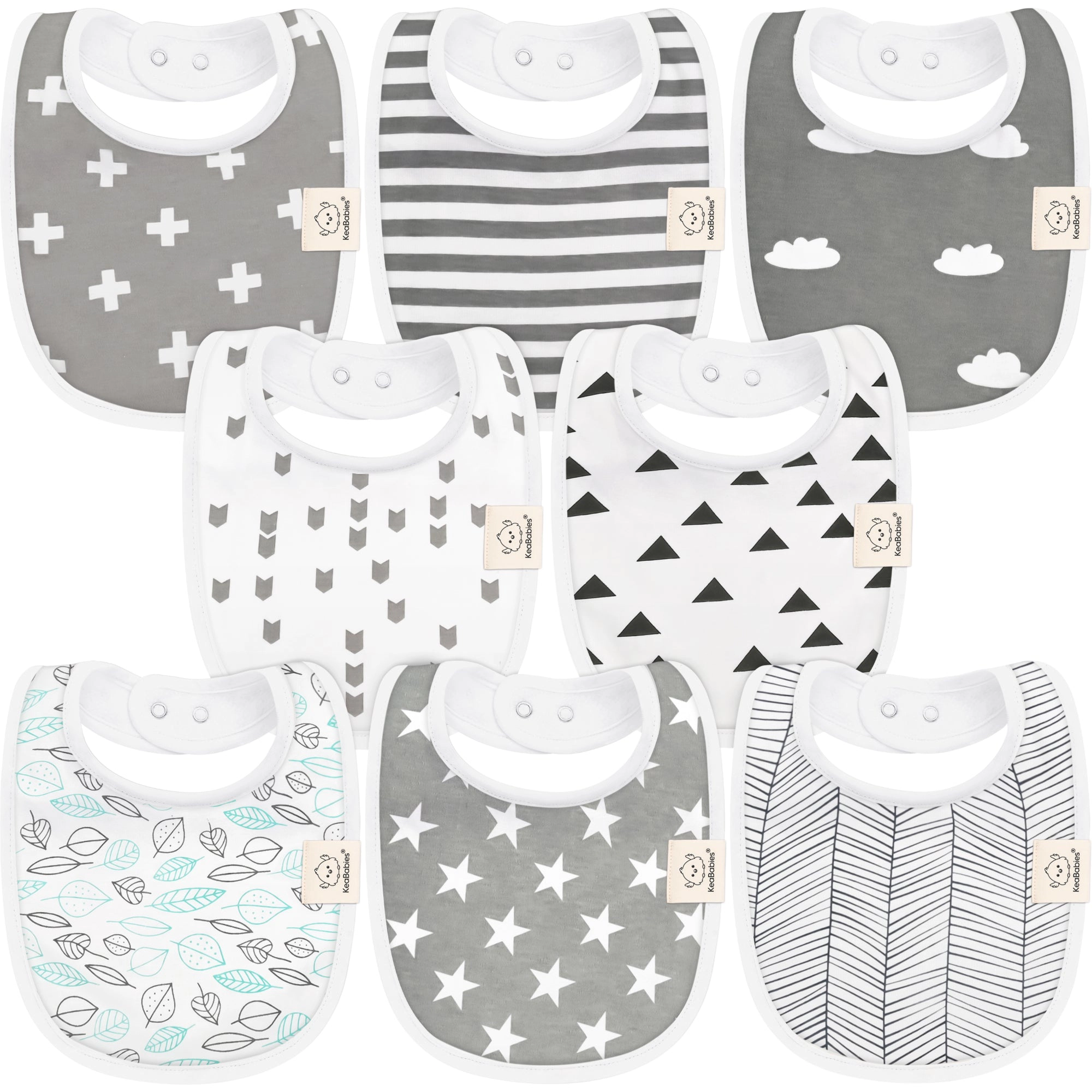 KeaBabies 8-Pack Urban Drool Bibs