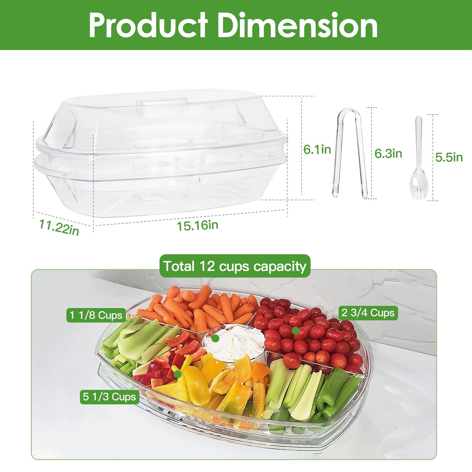 GBruno 4-Compartment Chilled Serving Tray With Lid