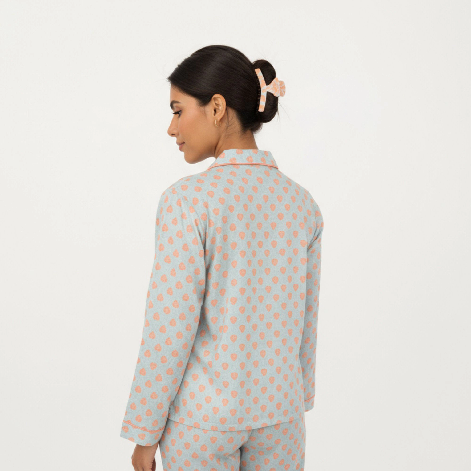 Anna-Kaci Women's 2-Piece Long Sleeve Button Up Pajama Top with Matching Relaxed Fit Printed Pants
