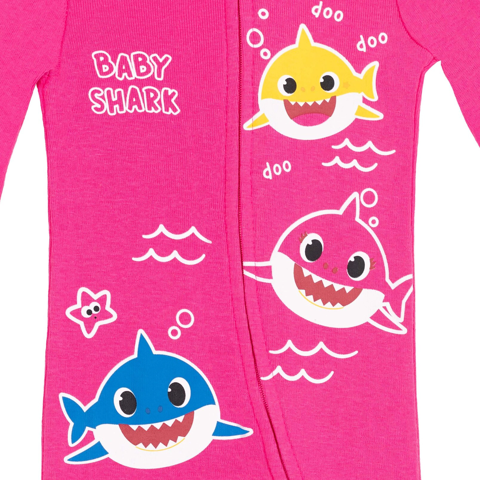Pinkfong Baby Shark Girls' 2-Pack Zip-Up Footed Sleep N Play