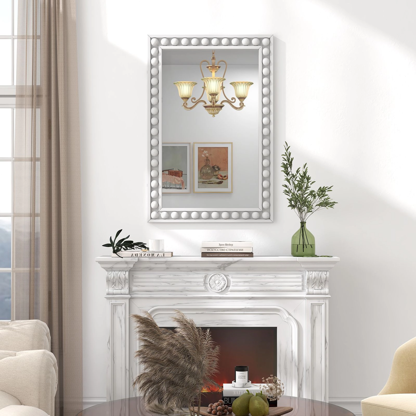 SlickBlue Large Rectangle Wall Mirror, Wood Frame