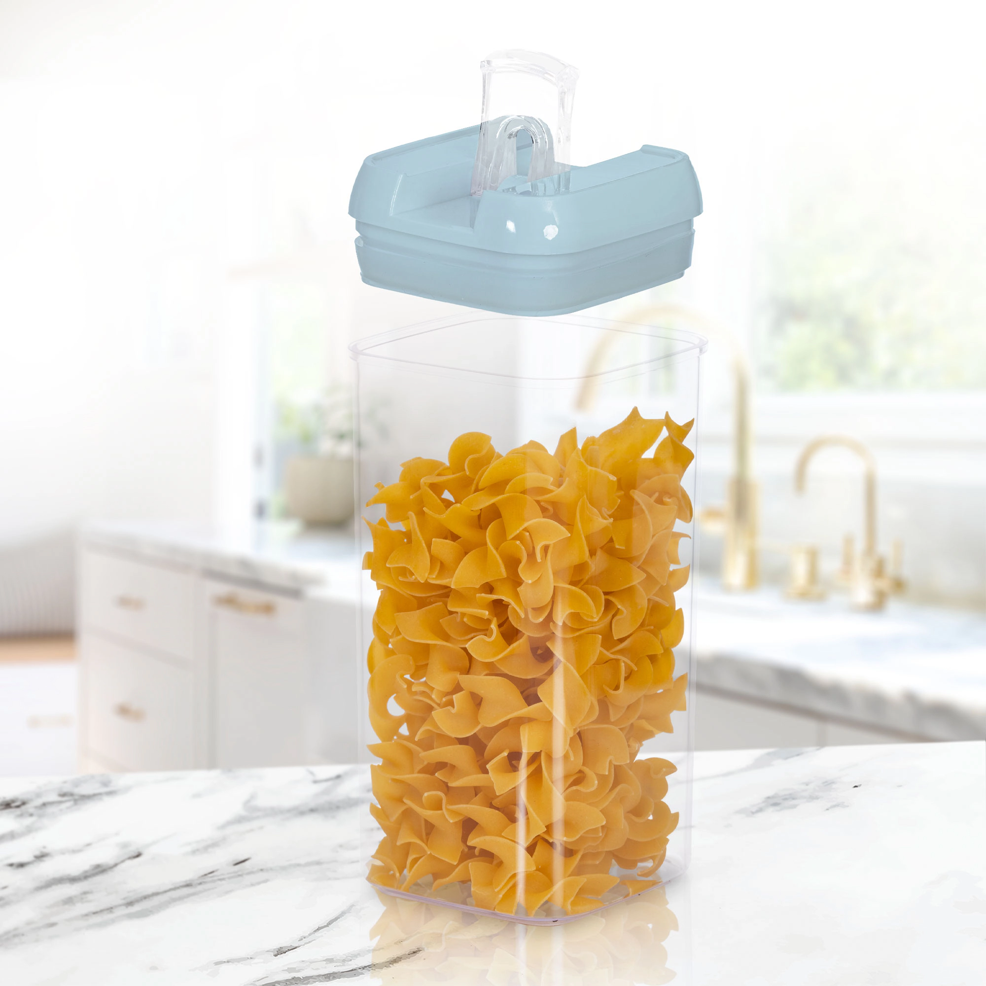 Cheer Collection 7-Piece Blue Airtight Pantry Food Storage Container Set with Labels