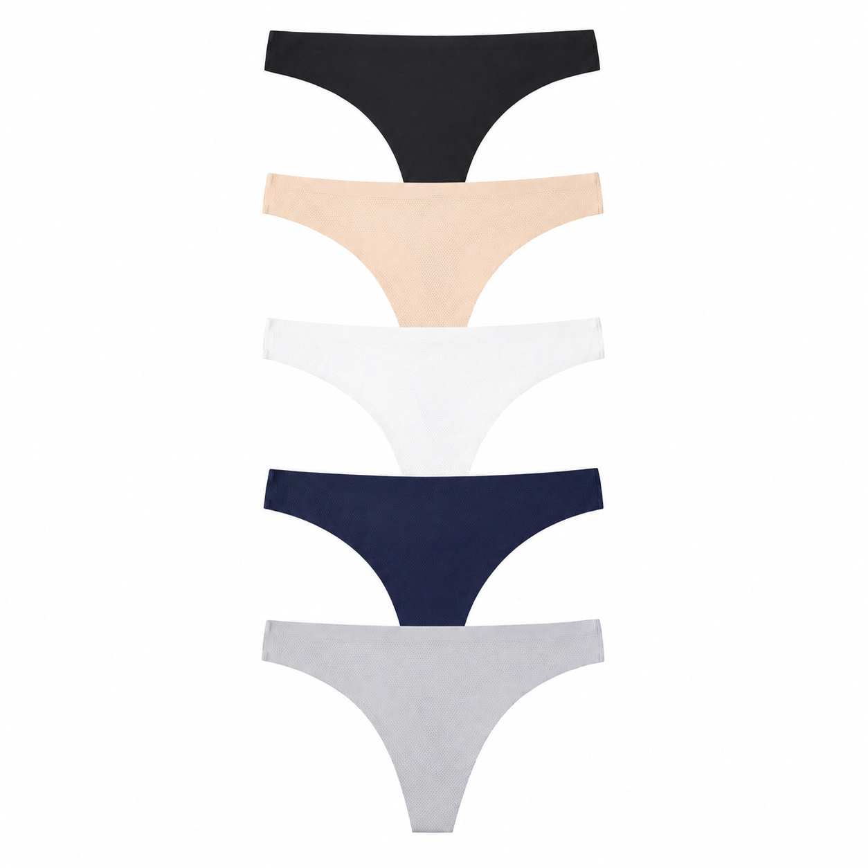 WZK Womens 5-Pack Seamless No Show Workout Soft Breathable Comfort Thong Underwear
