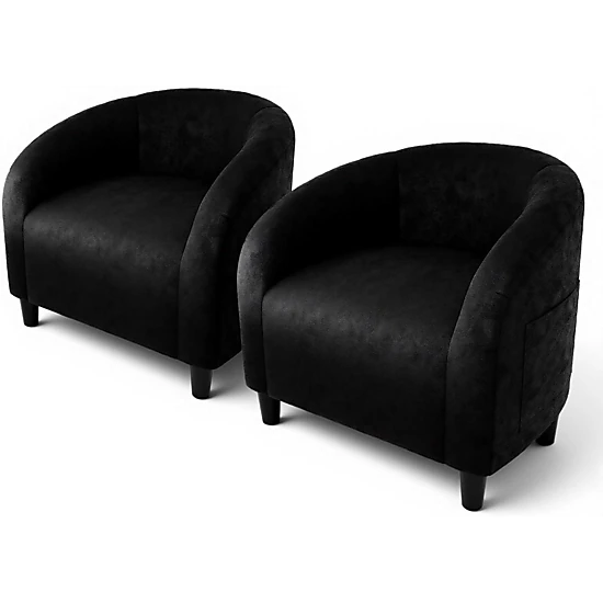 BebreezChic Barrel Accent Chairs Set of 2, Velvet Club Armchairs with U-Shaped Back & Curved Armrests