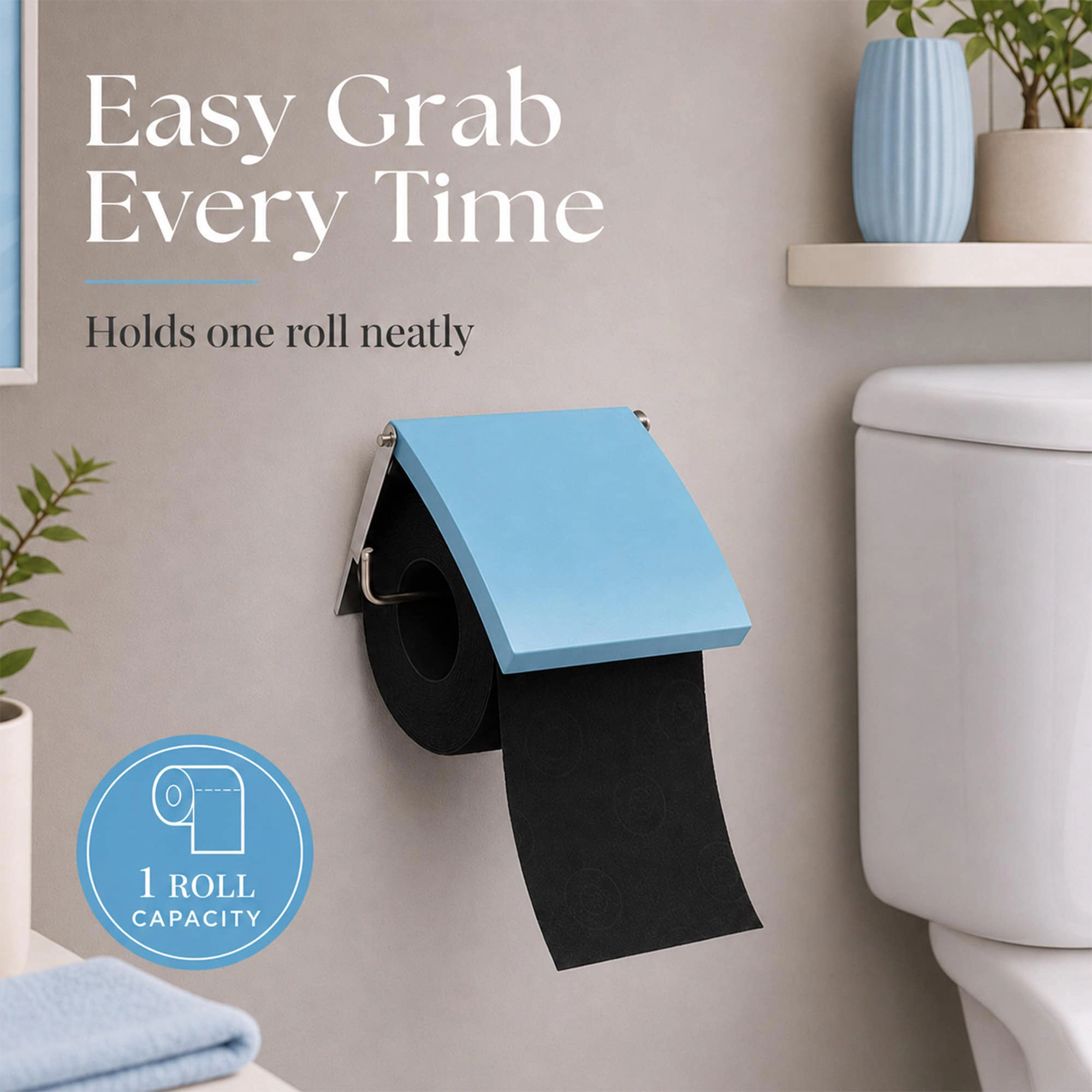 Evideco French Home Goods Wall-Mounted Toilet Paper Holder - Engineered Wood, Chrome Bar
