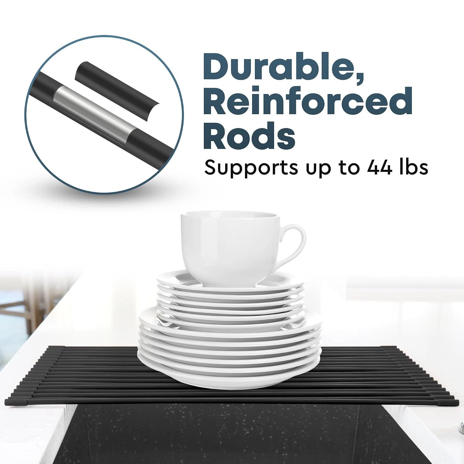 Zulay Kitchen Large Roll Up Dish Drying Rack & Trivet (20.5 inches x 13 inches)