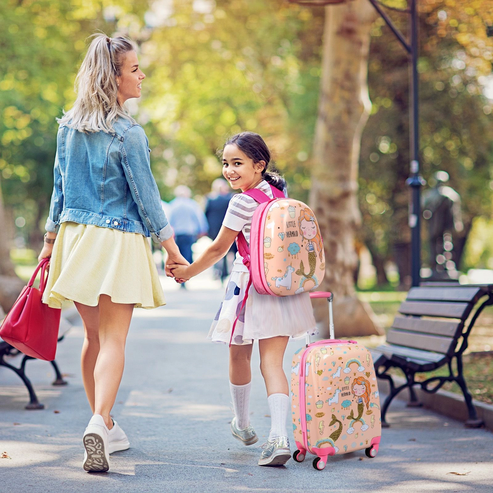 SlickBlue 2-Piece Kids Travel Luggage Set with Rolling Suitcase