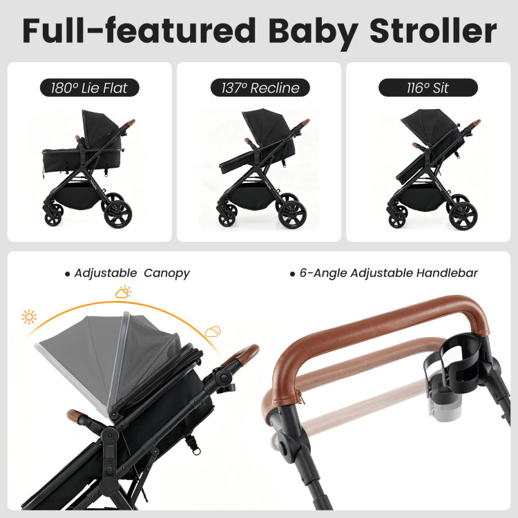 Hivvago Baby Stroller with Convertible Design and Car Seat Adapters