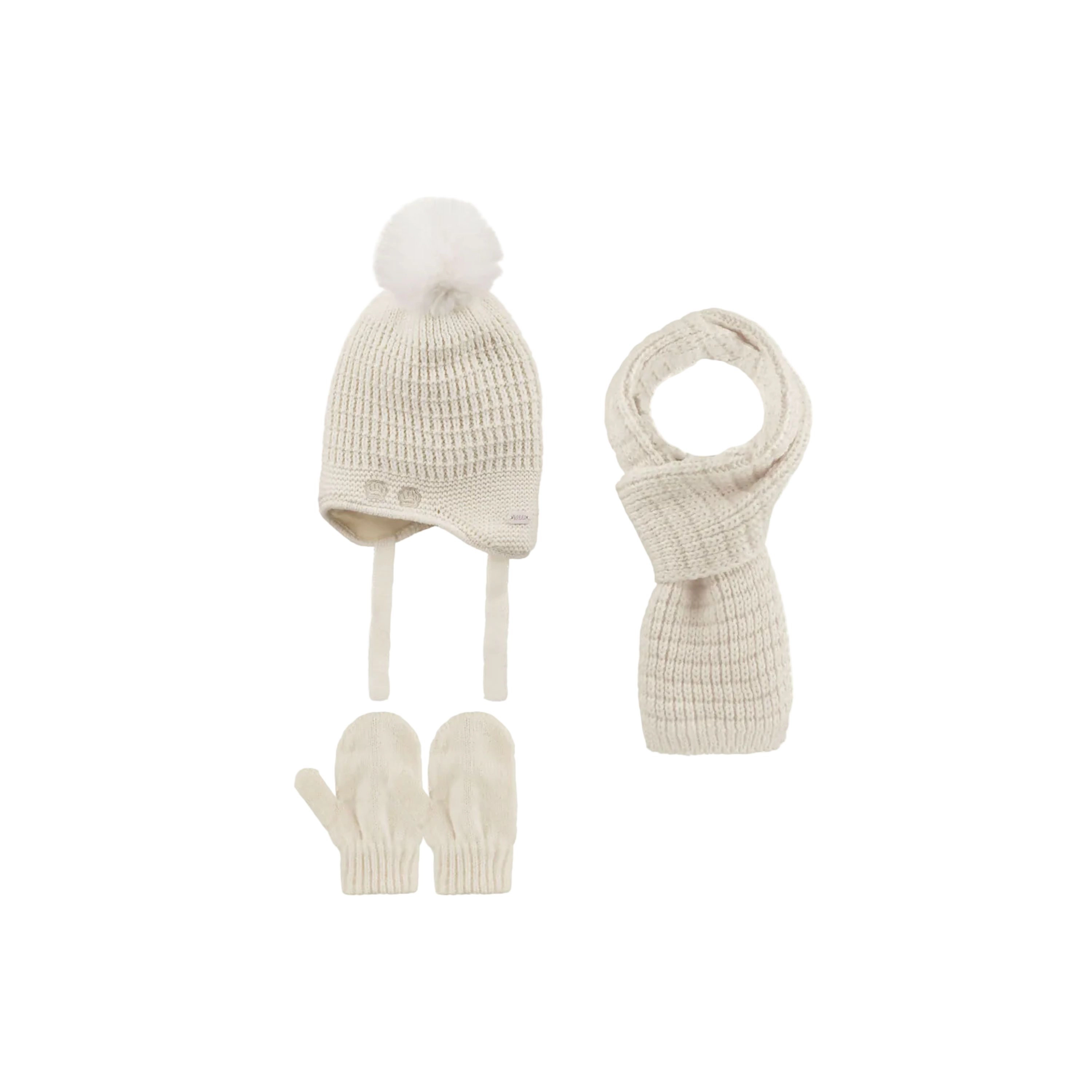 Wear Sierra Infants Girls Knitted Winter Beanie 3 Piece Set