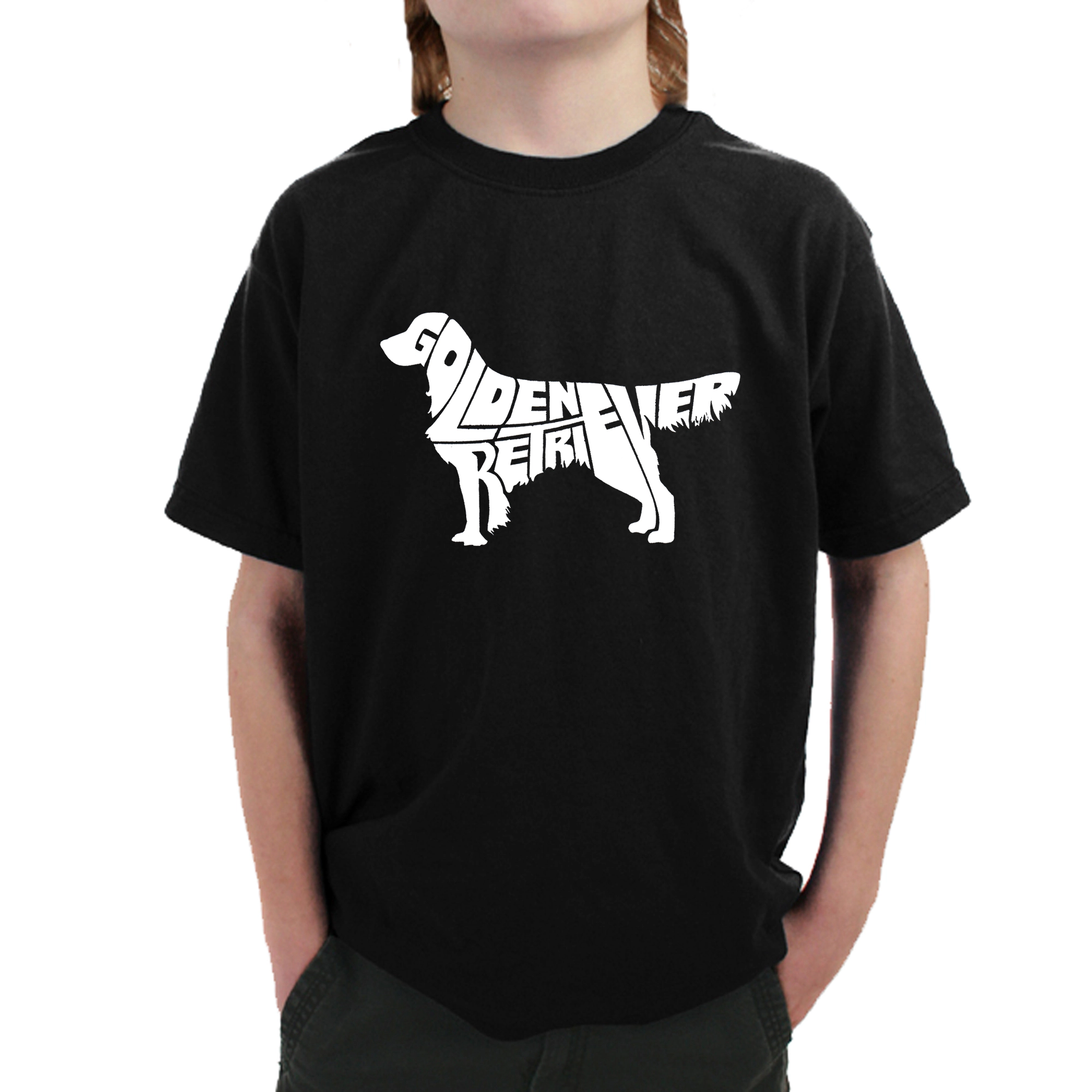 LA Pop Art Boy's Word T-Shirt - Golden Retreiver