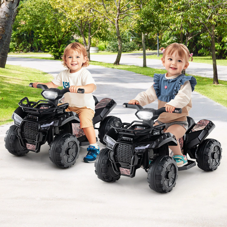 SUGIFT 6V Kids ATV Quad Electric Ride On Car with LED Light and MP3 44-lb Capacity Ages 18-36 Months Solid Black