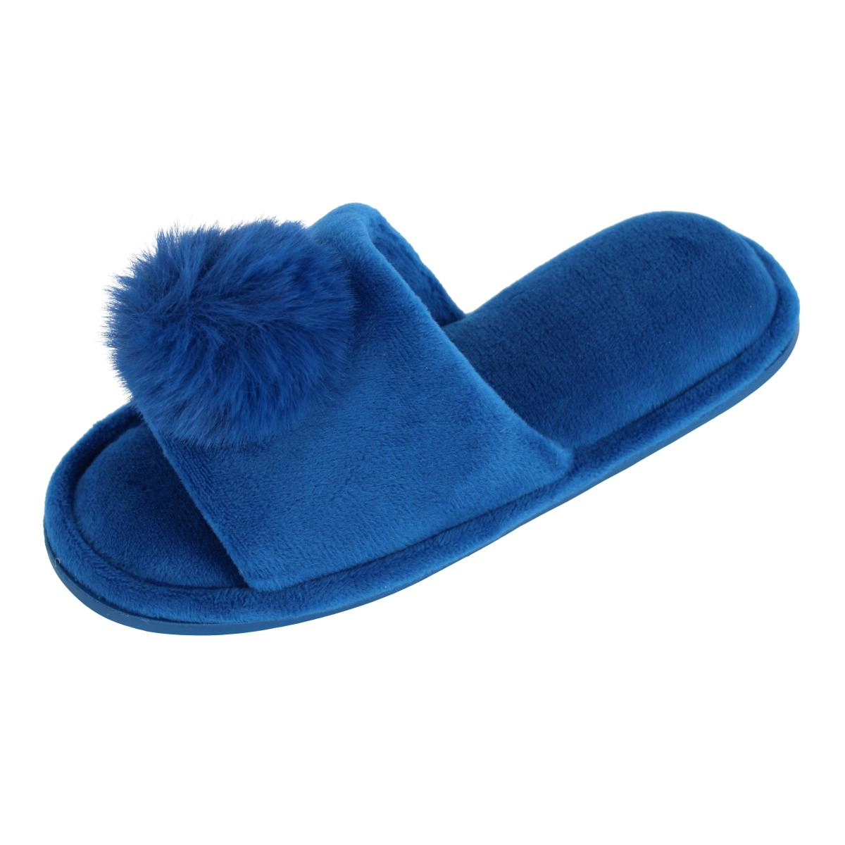 CTM Girl's Soft Pom Open Toe Slide Slippers