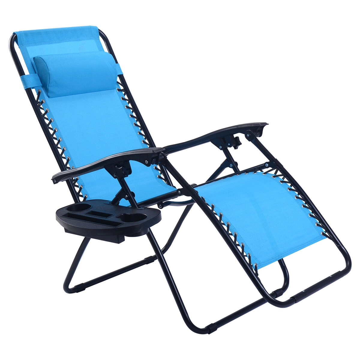 SUGIFT 2-Piece Folding Zero Gravity Lounge Chair Set 310-Lb Capacity Steel Frame 57-in Unfolding Length Light Blue
