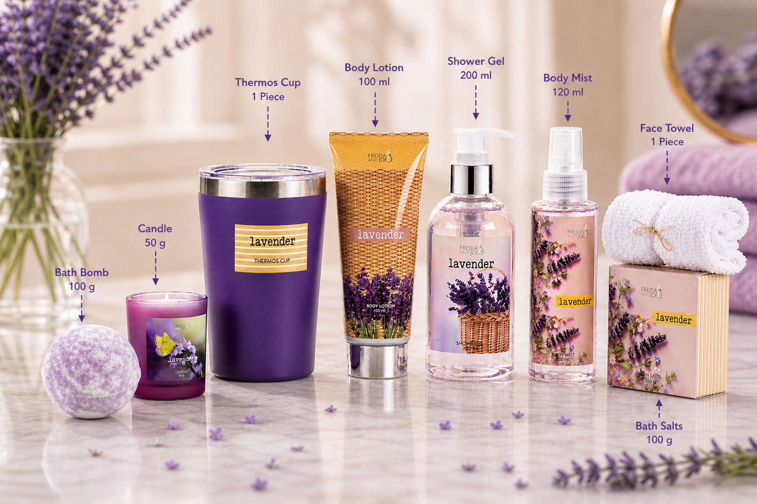 Freida and Joe  Women Lavender Ultimate Spa Box – Elegant Mother's Day Spa Set