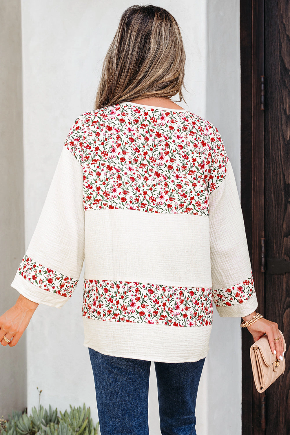 Threaded Pear Women's Penny 3 4 Sleeve Blouse