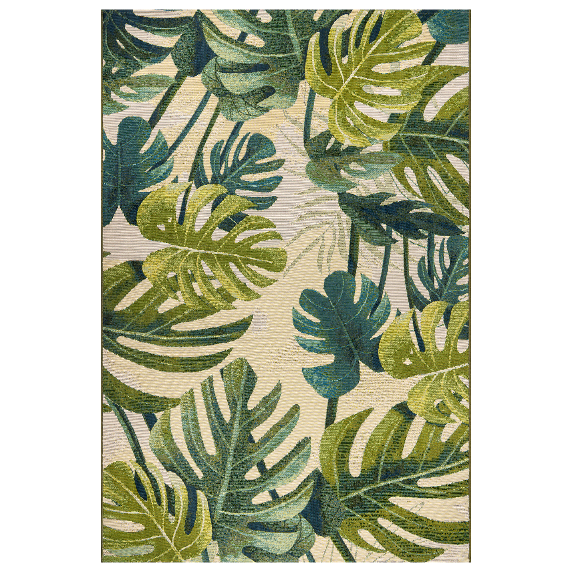 World Rug Gallery Monstera Palm Leaf Indoor/Outdoor Area Rug, Easy-Clean Patio Rug