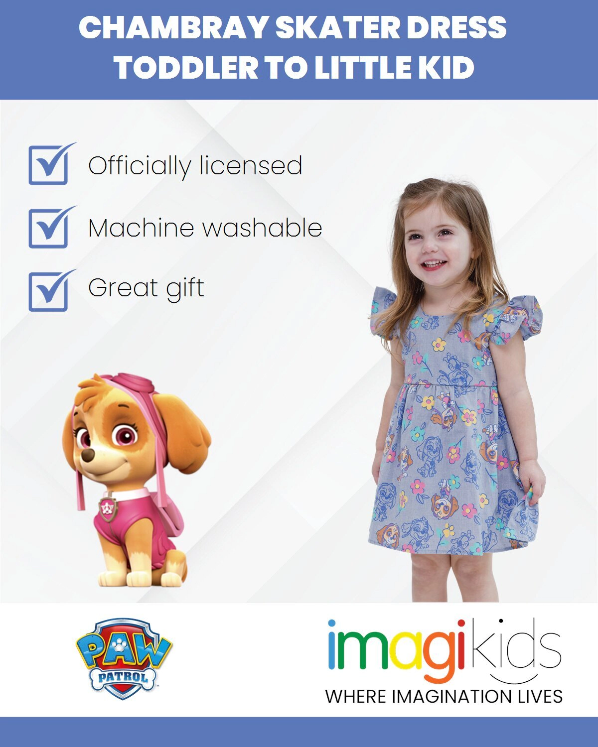 Paw Patrol Skye Girls' Chambray Dress