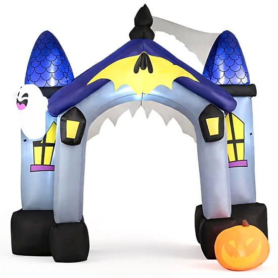 SUGIFT 9-ft Halloween Inflatable Castle Archway with Ghost Pumpkin and ...