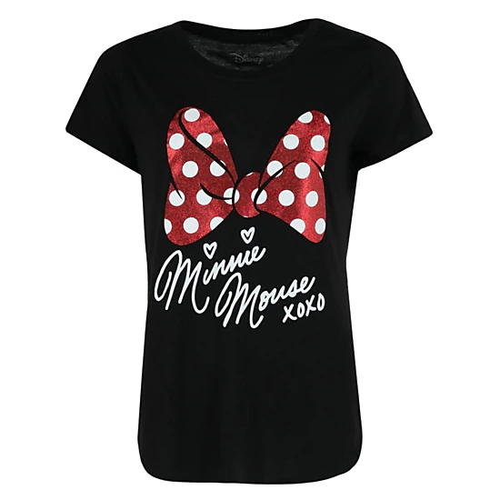 Jerry Leigh Women's Disney Minnie Mouse Glitter T-Shirt