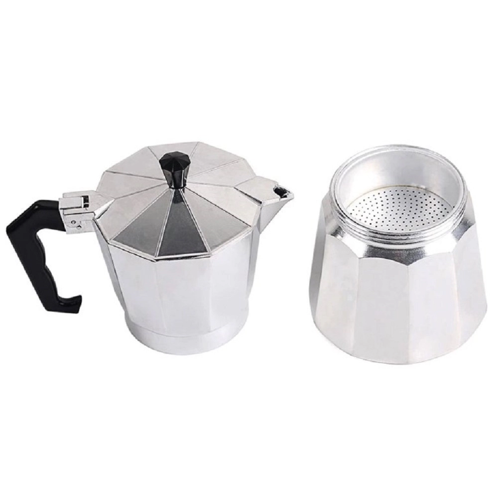 J&V TEXTILES 100% Aluminum Stovetop Espresso and Coffee Maker, Moka Pot for Classic Italian and Cuban Café Brewing