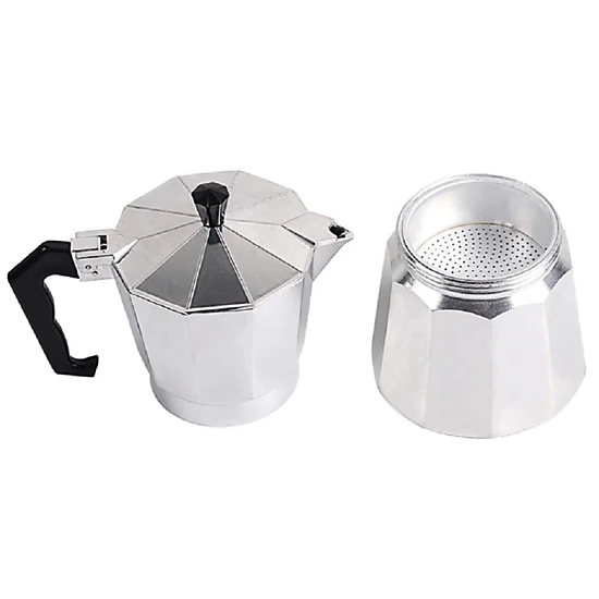 J&V TEXTILES 100% Aluminum Stovetop Espresso and Coffee Maker, Moka Pot for Classic Italian and Cuban Café Brewing