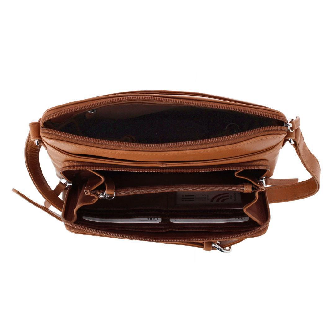 CTM® Women's Leather Shoulder Bag Purse with Side Organizer