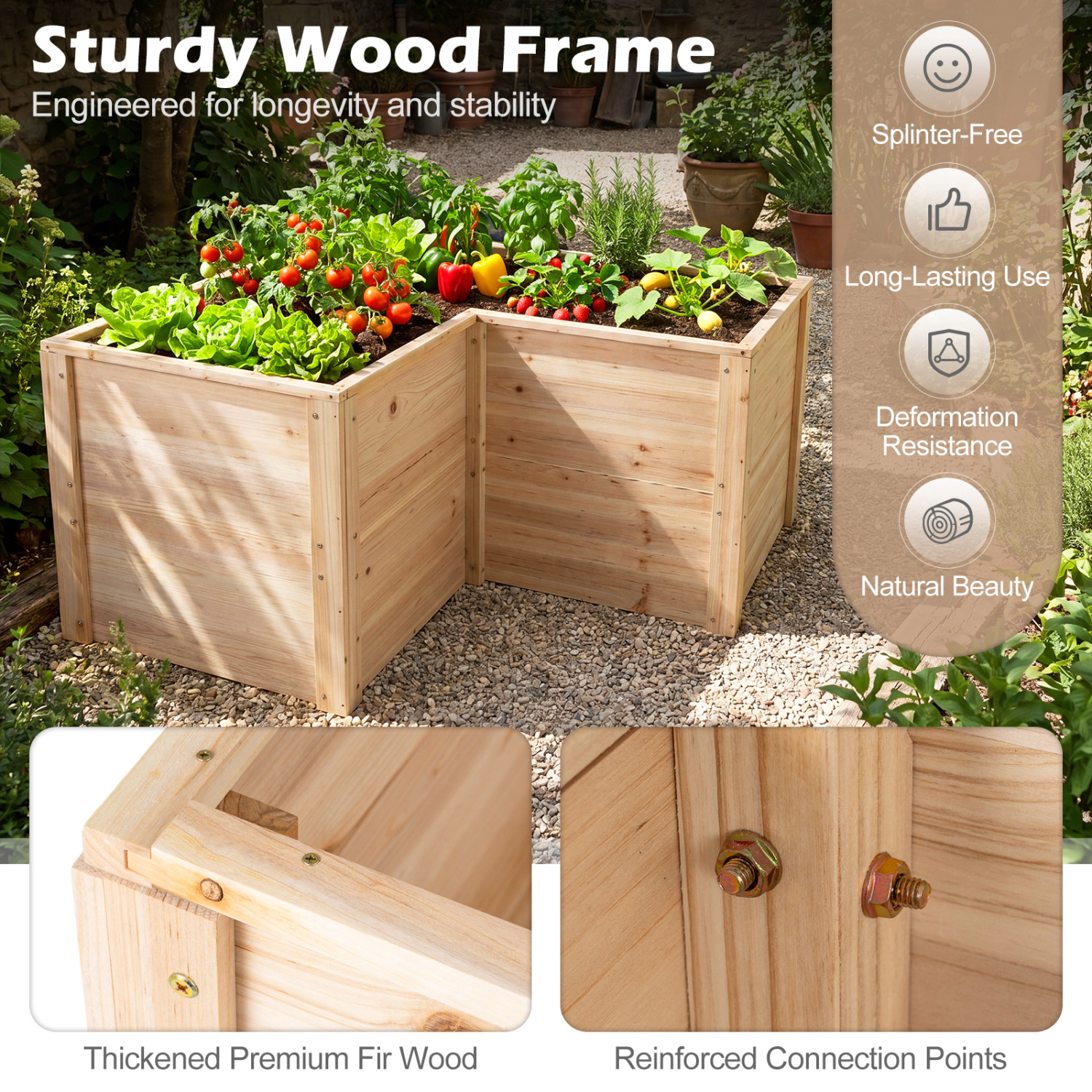 SlickBlue L Shaped Raised Garden Bed with Deep Planter Box for Outdoors