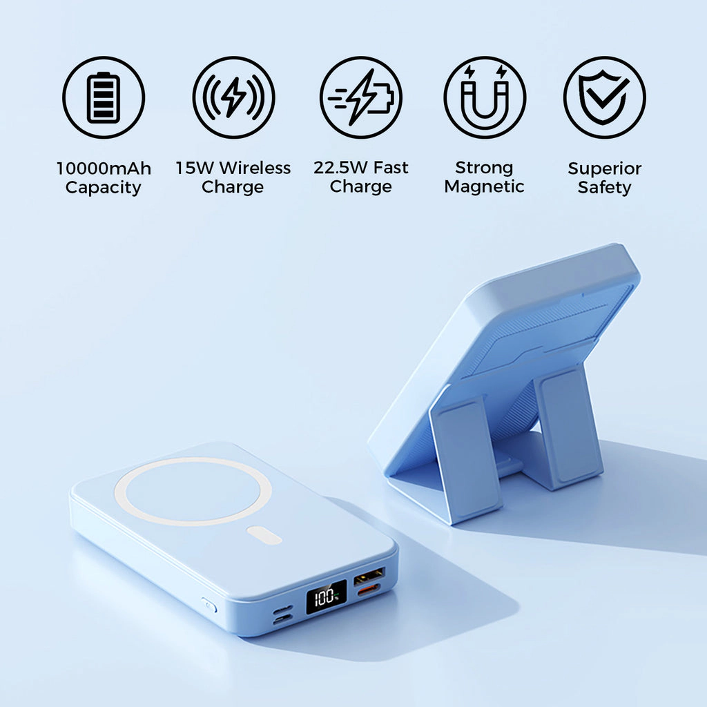 Alpha Digital 10,000mAh, Magnetic Wireless Charging, Phone Stand - Power Bank