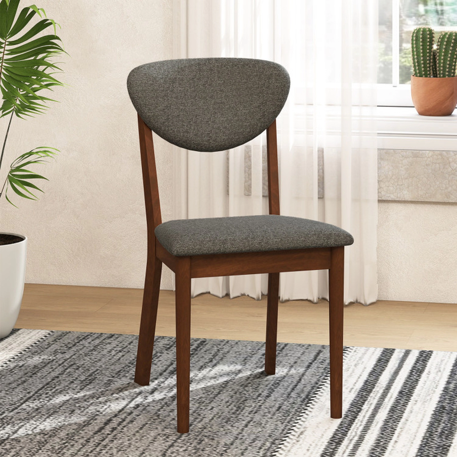 SUGIFT Wide Padded Seat Wooden Dining Chairs Set of 4 330-lb Capacity 18.5-in Seat Height Coffee and Gray