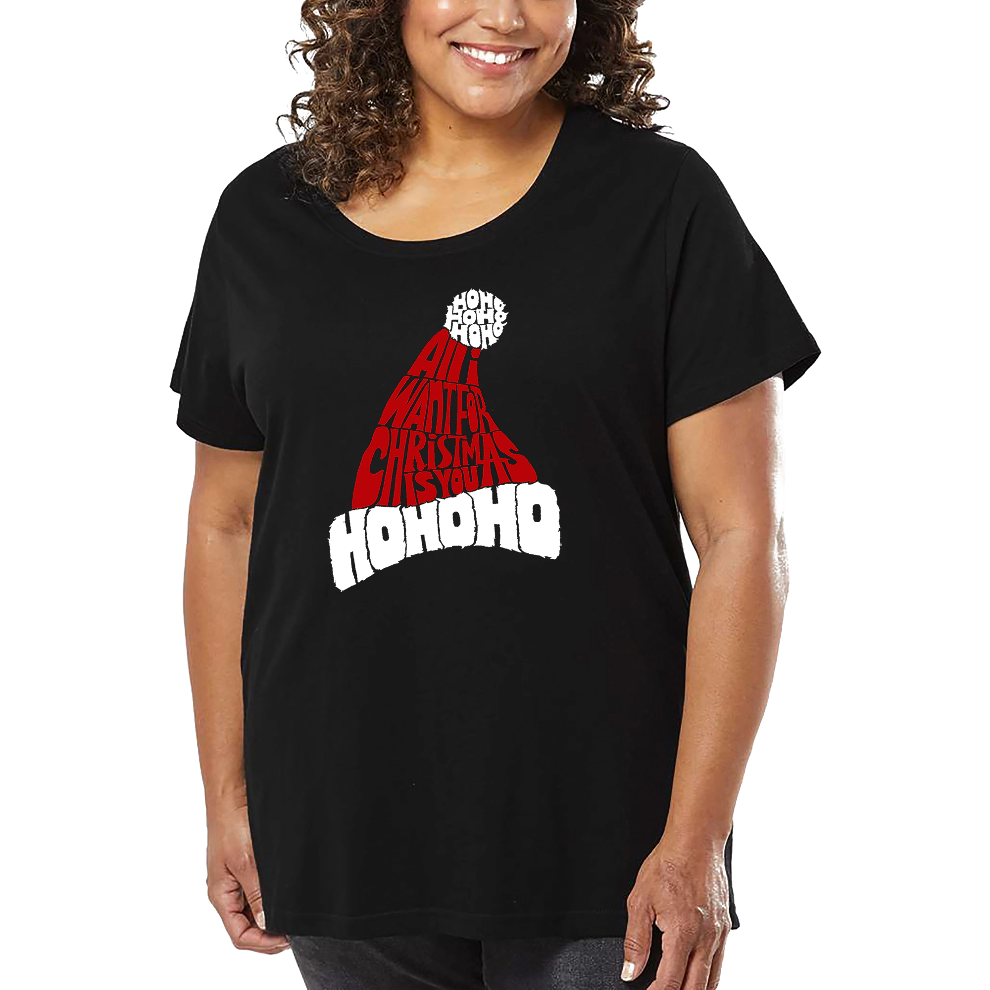 LA Pop Art Women's Plus Word T-Shirt - All I Want for Christmas is You