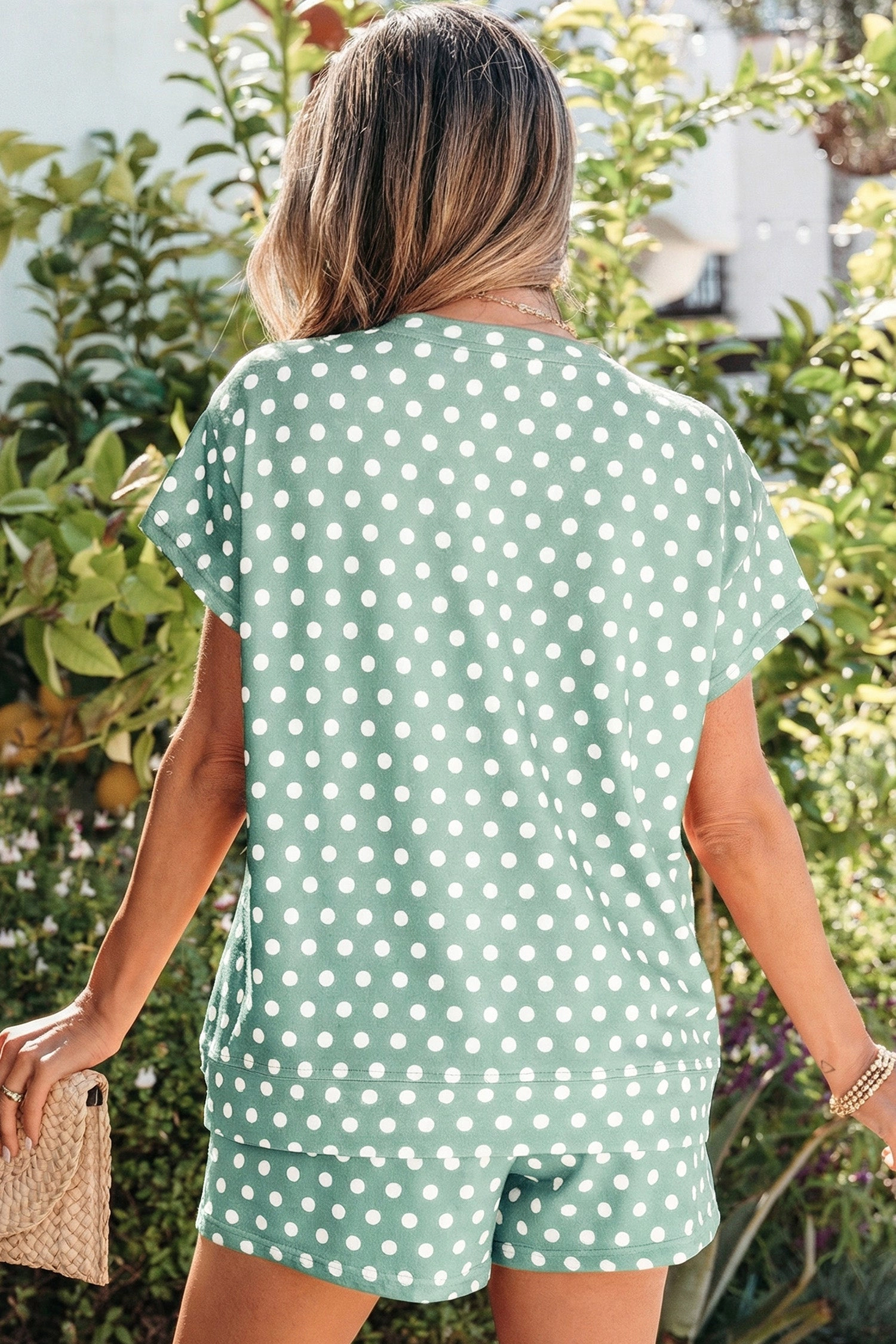 Threaded Pear Womens Brittany Dot Print Short Set