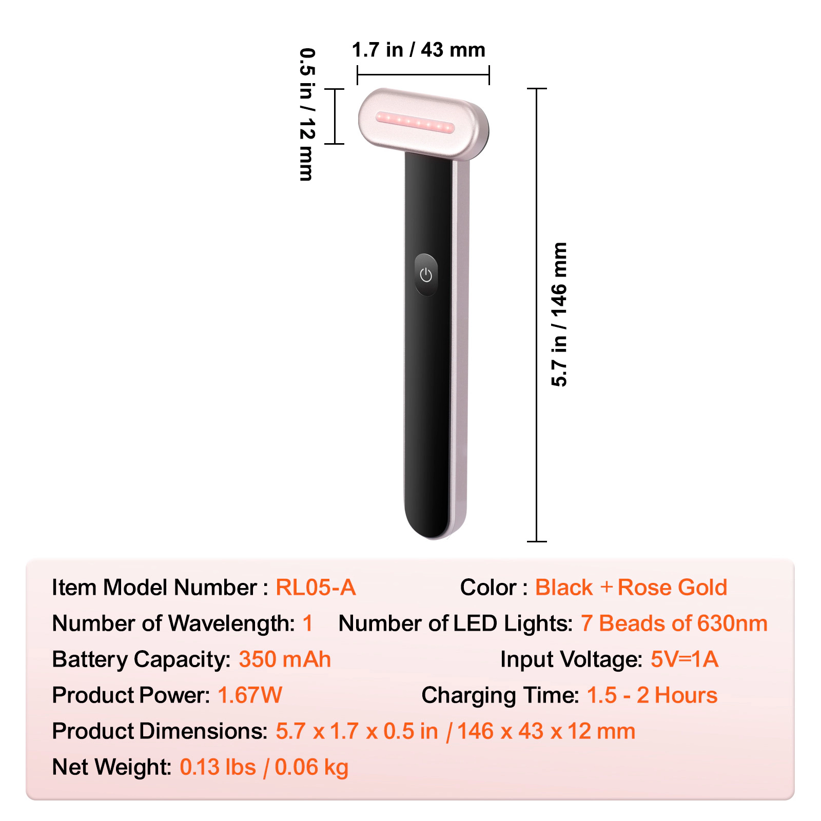HONGGE Red Light Therapy Wand for Face, Neck, LED Facial Wand Red Light Therapy Device, Vibrating Massage
