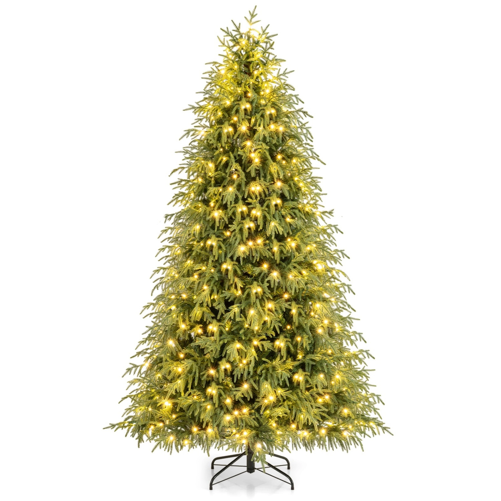 SUGIFT 7.5 ft Pre-Lit Artificial Christmas Tree Hinged with 1449 Soft Branch Tips and 500 LEDs