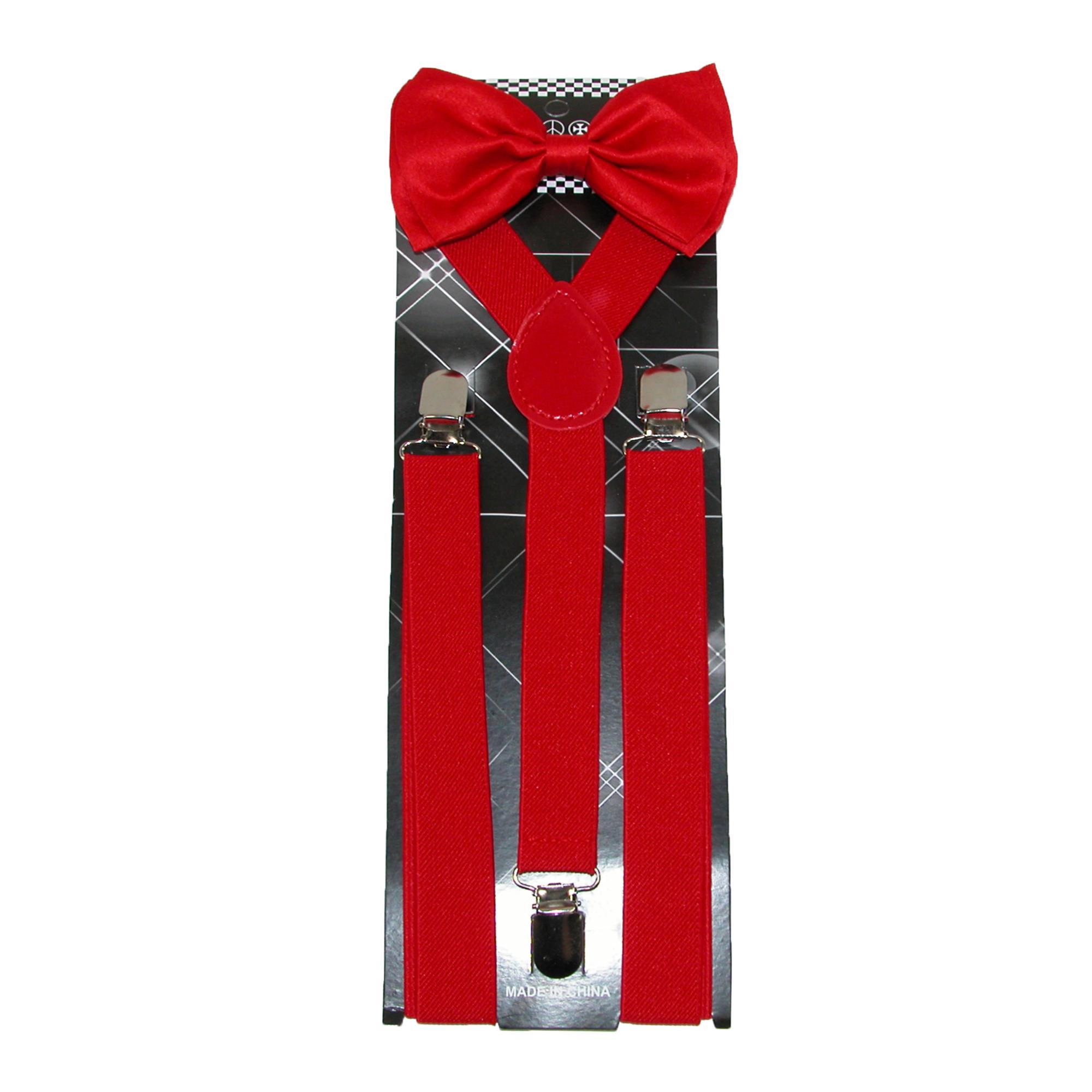 CTM® Men's Solid Bow Tie with Suspender Set