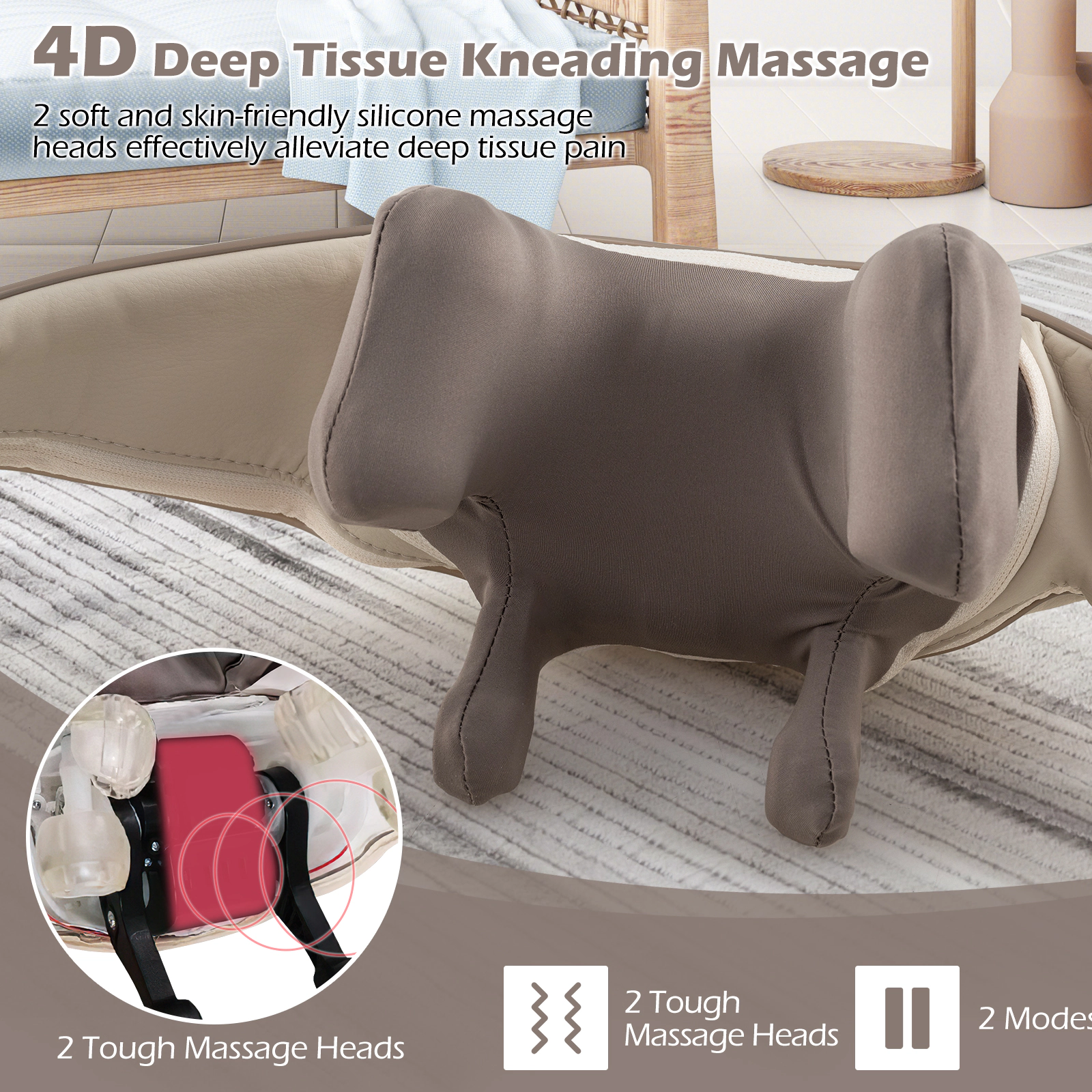 SUGIFT 4D Deep Tissue Kneading Shiatsu Neck Massager with Heat 6 Massage Points and 2 Intensity Levels