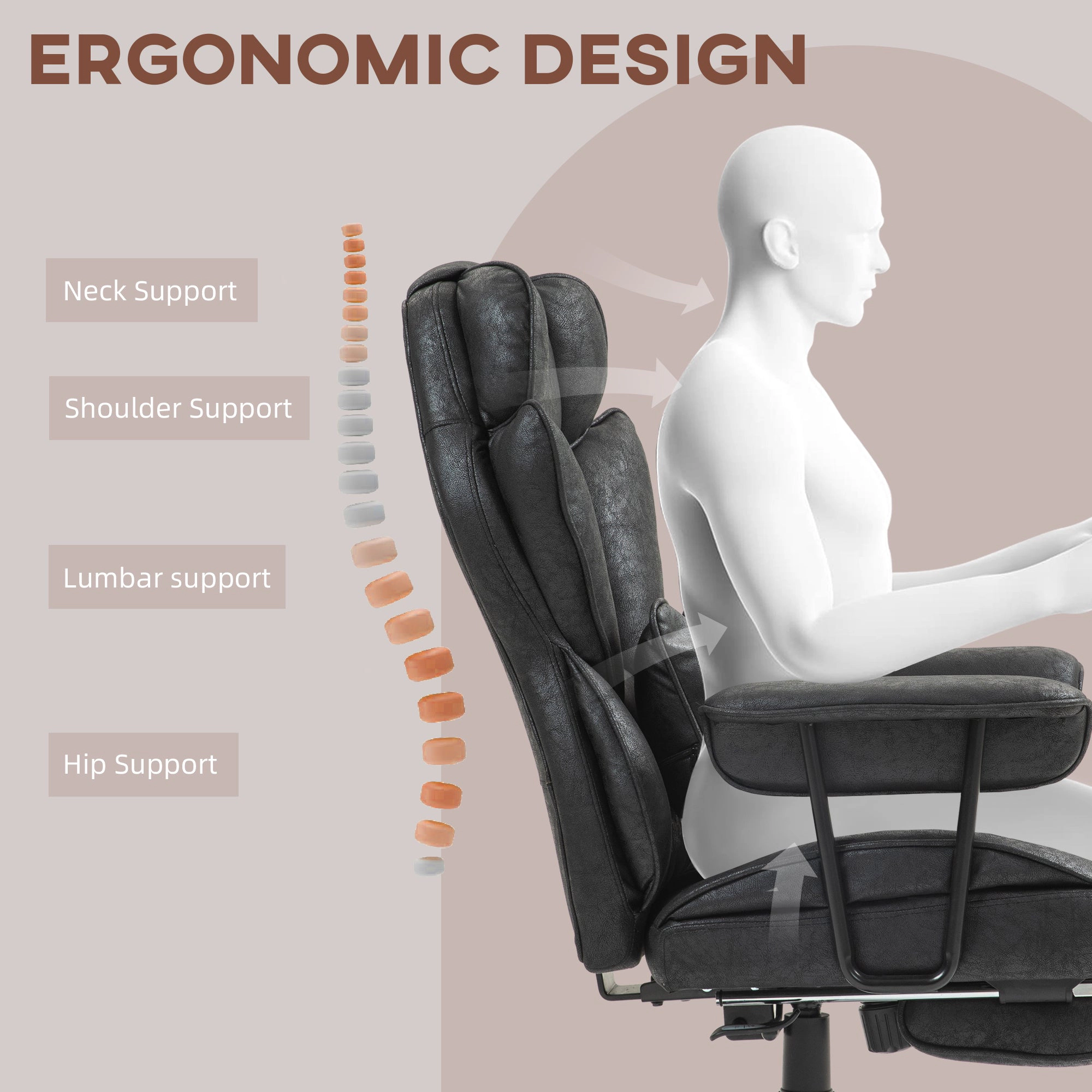 Platinum-Level Office Chairs Big And Tall Office Chair With Foot Rest And Lumbar Support, Reclining Ergonomic Desk Chair