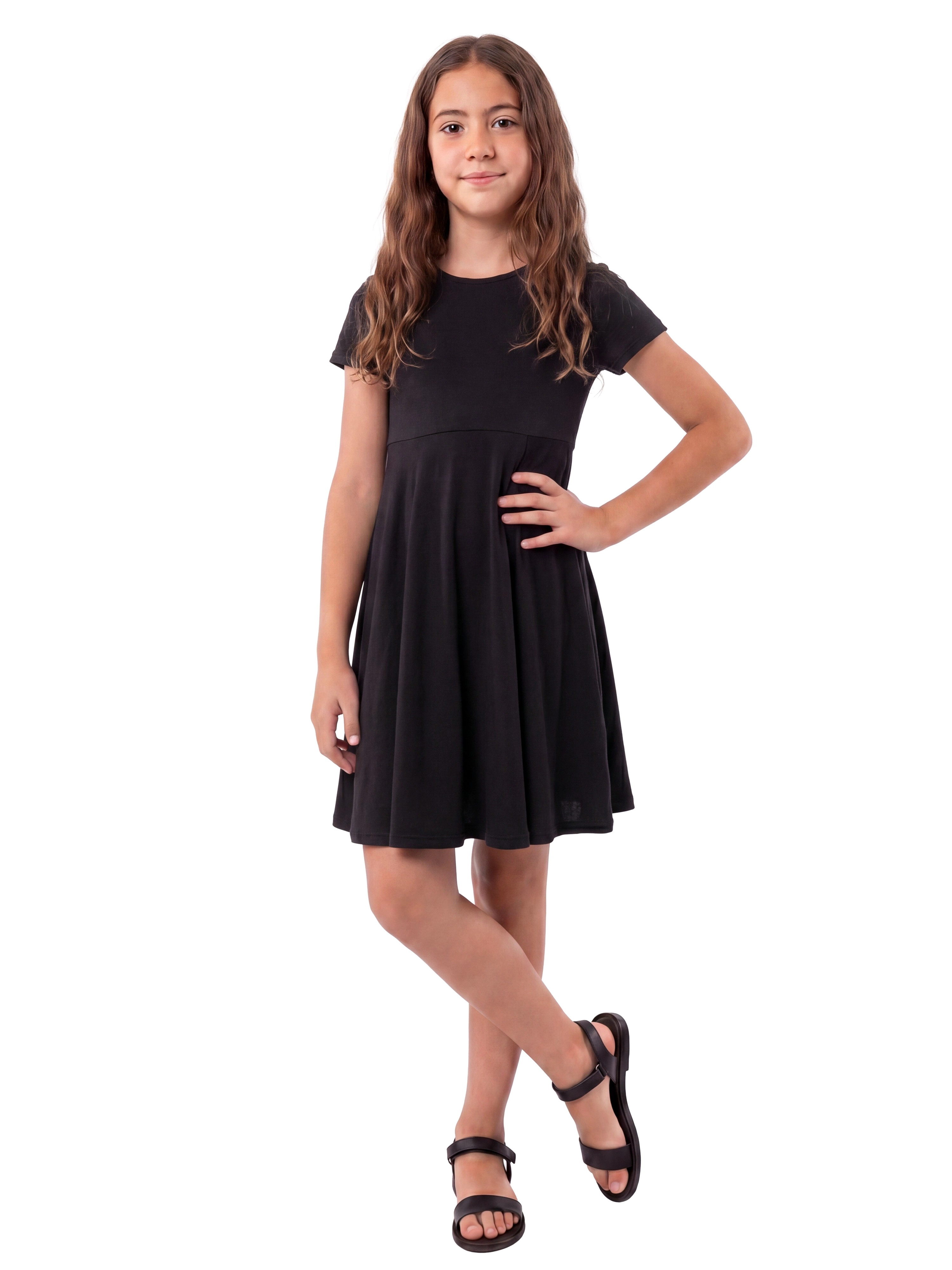 24sevenKid Essential Girls Flowy Short Sleeve Dress