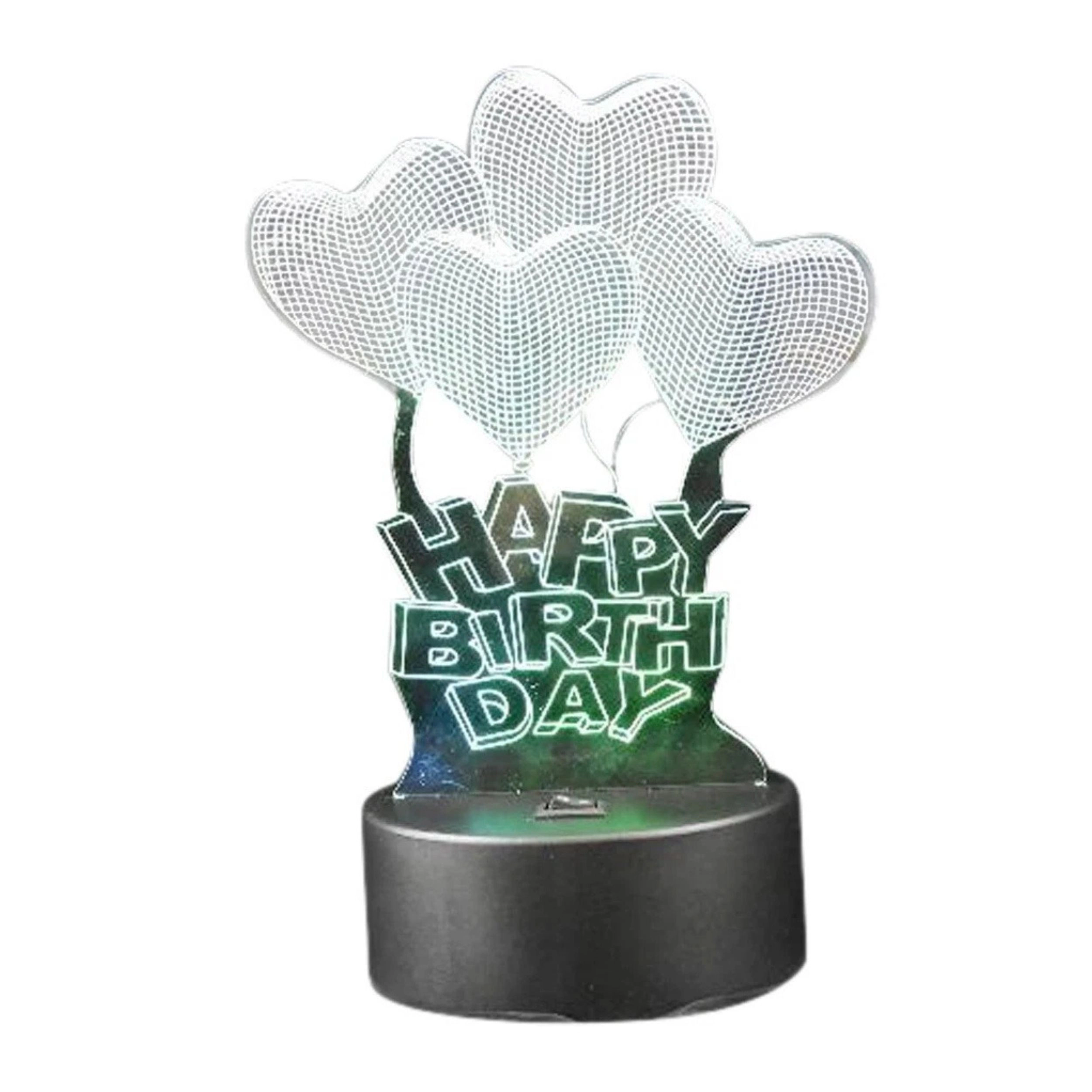 Home Collection 3D Happy Birthday LED Night Light, 7-Color Changing