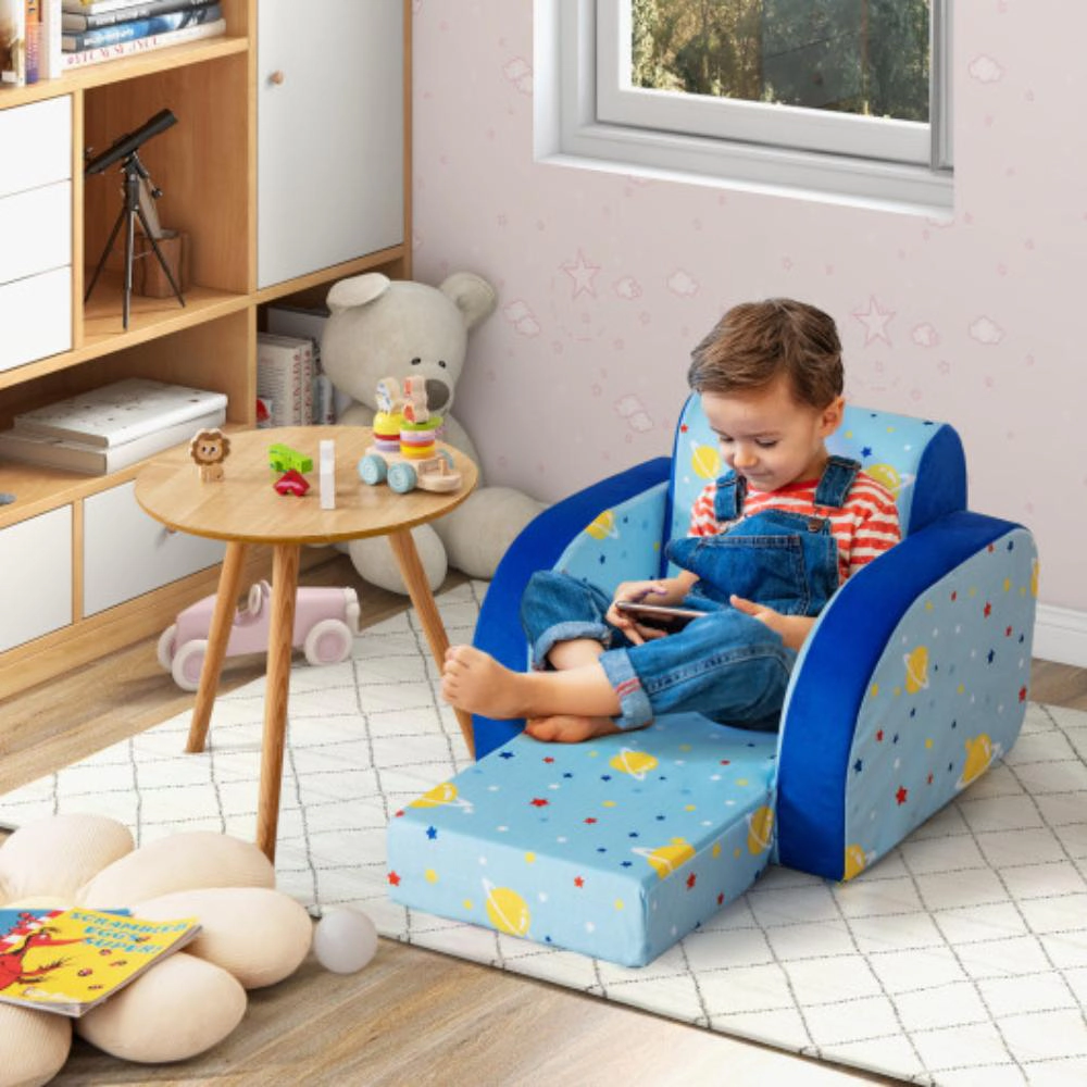 Hivvago 3 In 1 Convertible Flip Open Kids Sofa For Nap Play Sleep