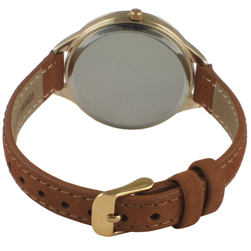 Peugeot Women 38mm Watch Multi Function Suede Leather Strap