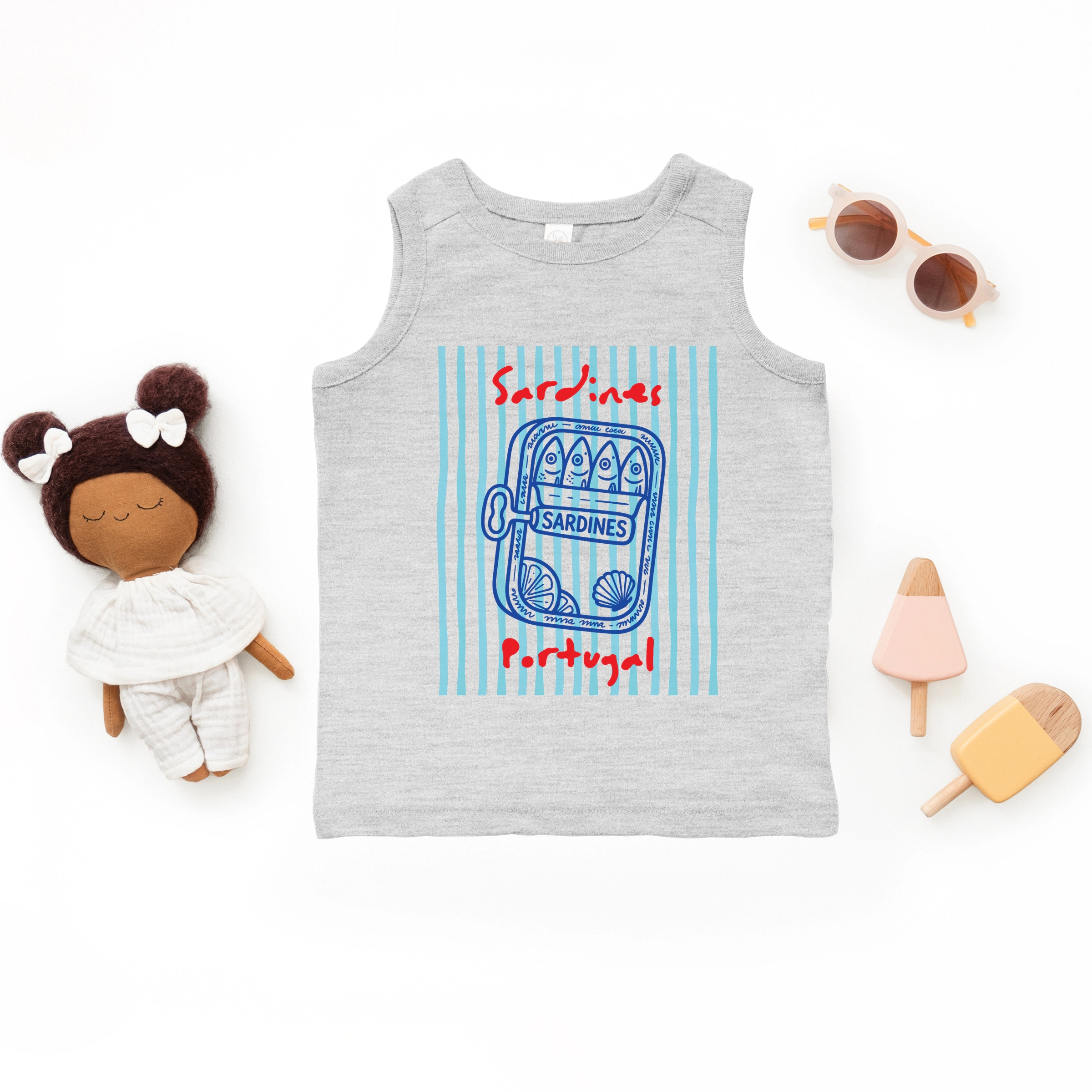 The Juniper Shop - Sardines Portugal Stripes Toddler Graphic Tank