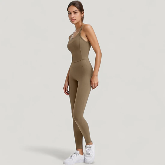 Anna-Kaci Women's Strappy Back Longline Activewear Tank Top with Scoop Neckline and Built-In Bra Support